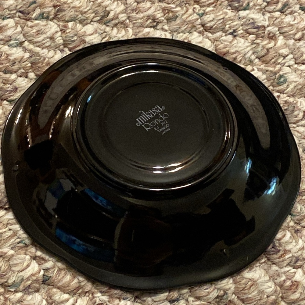 BLACK GLASS COFFEE CUP VINTAGE ARCOROC OCTIME MCM MADE IN FRANCE OCTAGON W/PLATE - Picture 6 of 10